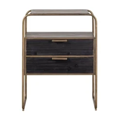 WOOOD Nachtkastjes|Industriele Kasten|Polite Nachtkastje Metaal/Hout Antique Brass 45cm
