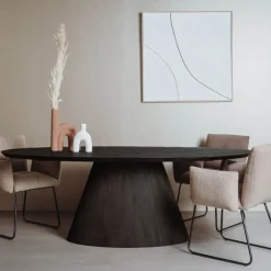 Tower living Eettafels|Premana Eetkamertafel ovaal Zwart 260 cm