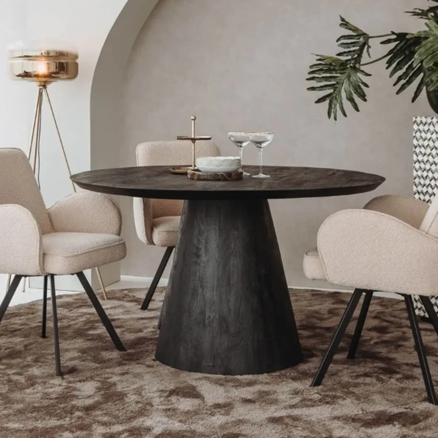Tower living Eettafels|Premana Eetkamertafel rond Zwart 130 cm