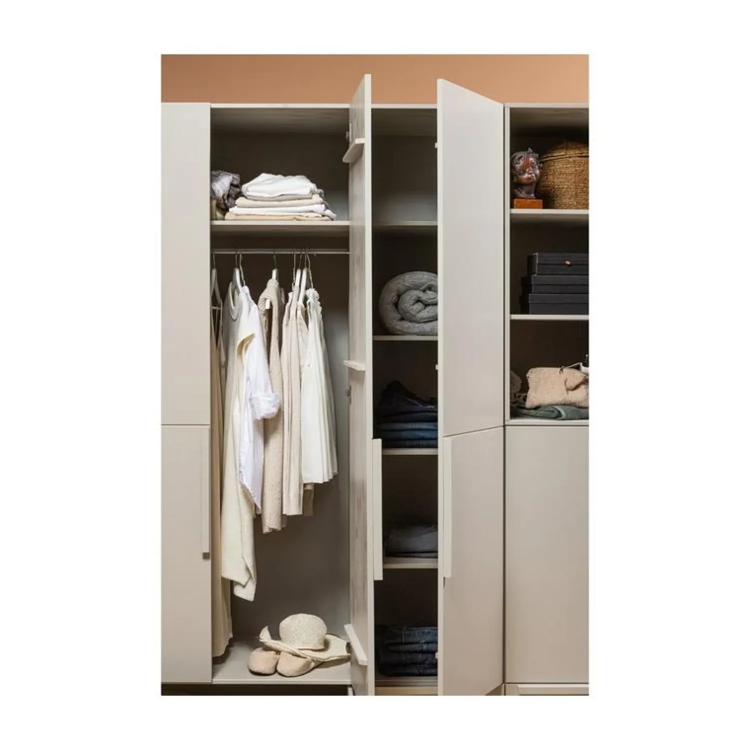WOOOD Industriele Kasten|Kledingkasten|Pure 3-Deurs Kledingkast Splitdeur Dennenhout Dust 95cm
