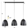 Kalfort Hanglampen|Quinn 3-lichts Hanglamp geperforeerd Charcoal
