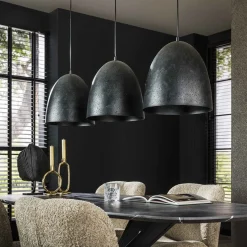 Kalfort Hanglampen|Quinn 3-lichts Hanglamp geperforeerd Charcoal