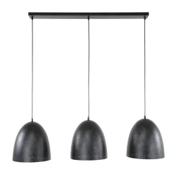 Kalfort Hanglampen|Quinn 3-lichts Hanglamp geperforeerd Charcoal