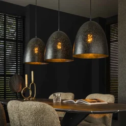 Kalfort Hanglampen|Quinn 3-lichts Hanglamp geperforeerd Charcoal