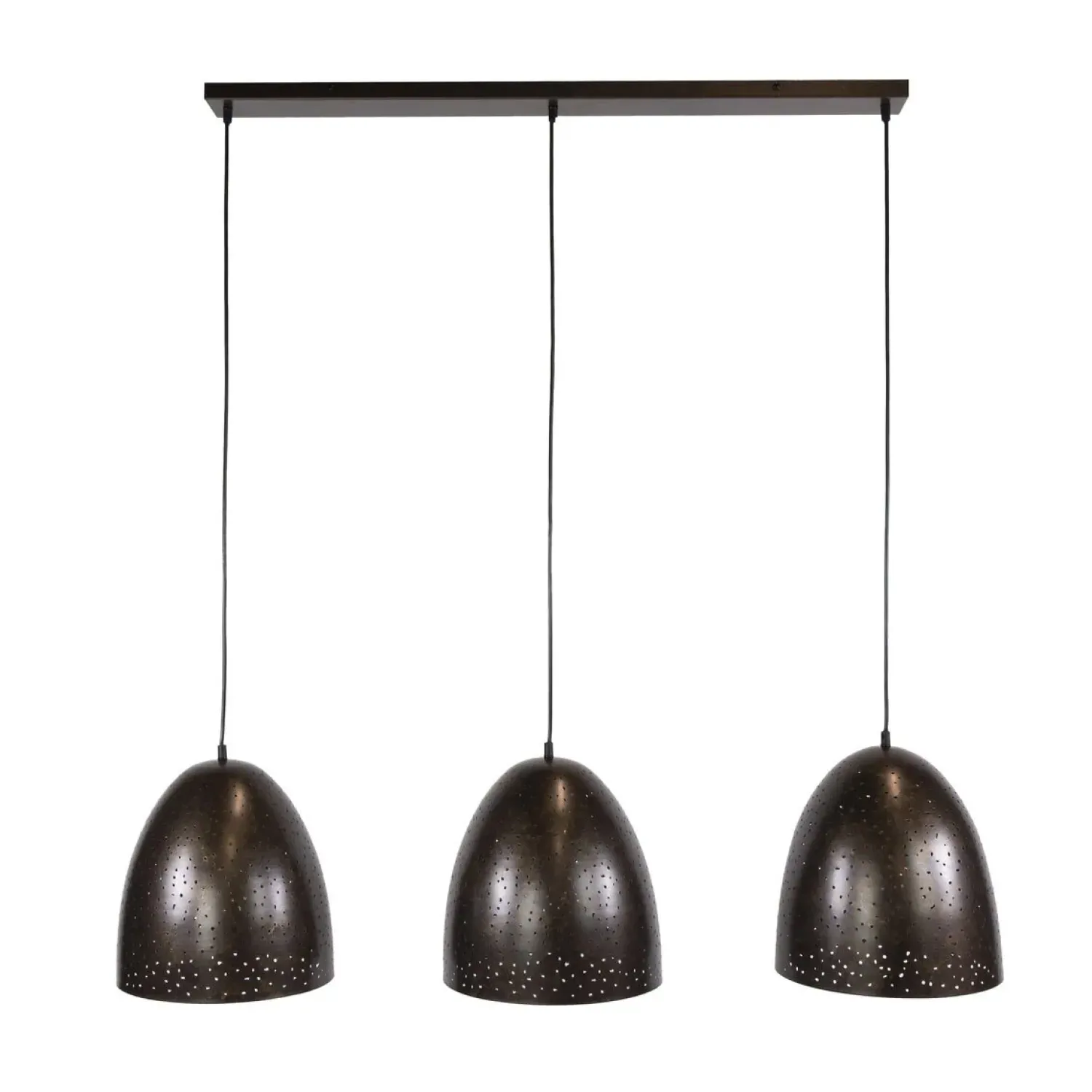 Kalfort Hanglampen|Quinn 3-lichts Hanglamp Geperforeerd Bruin