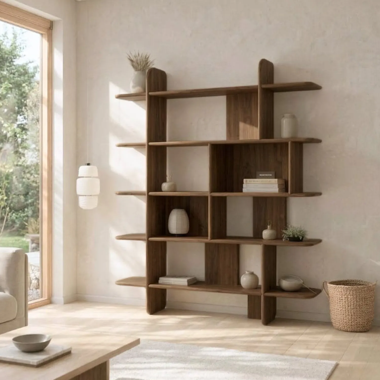 Vane Living Vakkenkasten|Industriele Kasten|Quinn Vakkenkast walnoot 140cm