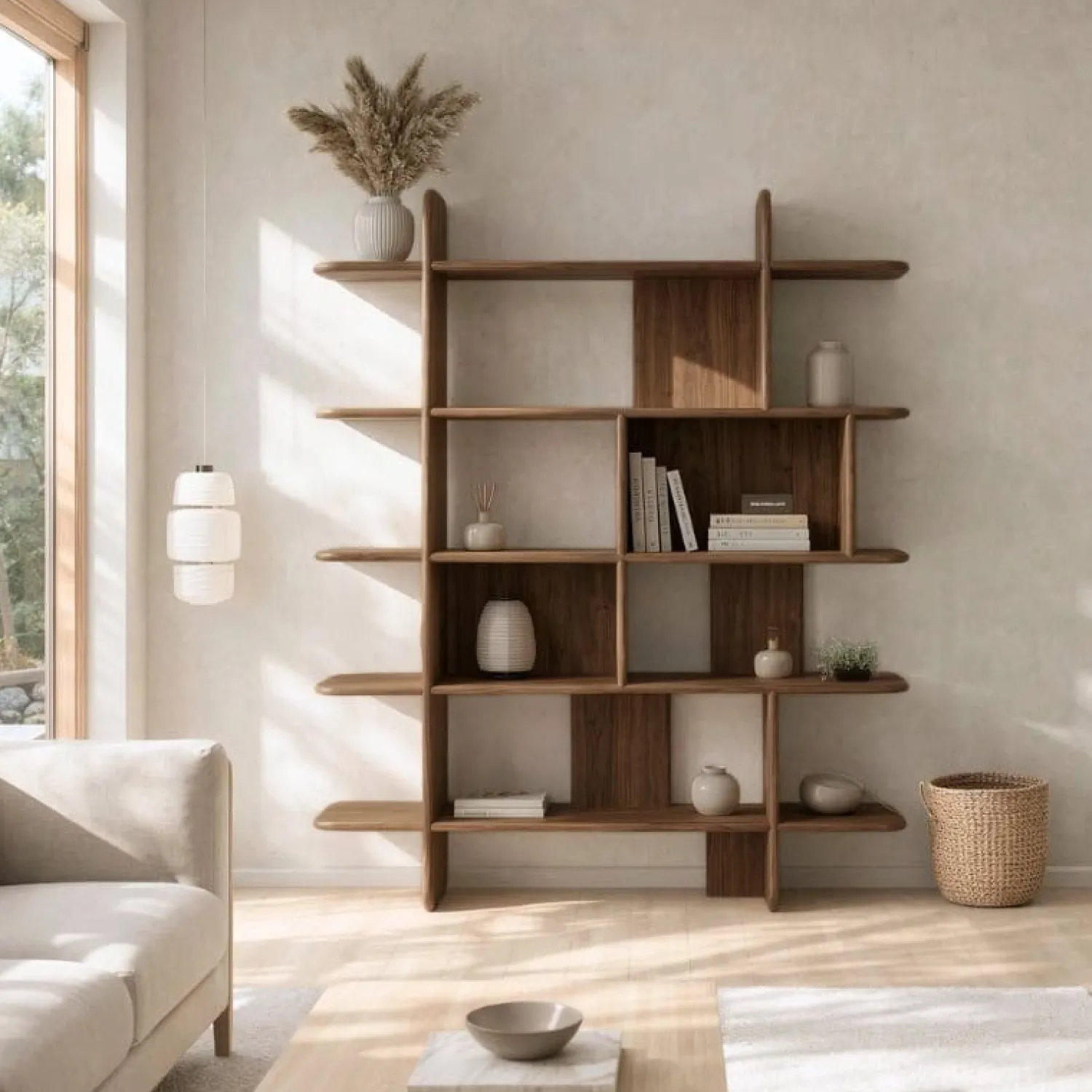 Vane Living Vakkenkasten|Industriele Kasten|Quinn Vakkenkast walnoot 140cm
