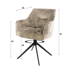 Kalfort Eetkamerstoelen|Ramas Eetkamerstoel draaibaar alura Zand