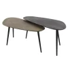 Kalfort Salontafels|Rania Salontafel set van 2 organisch antiek brons / zwart