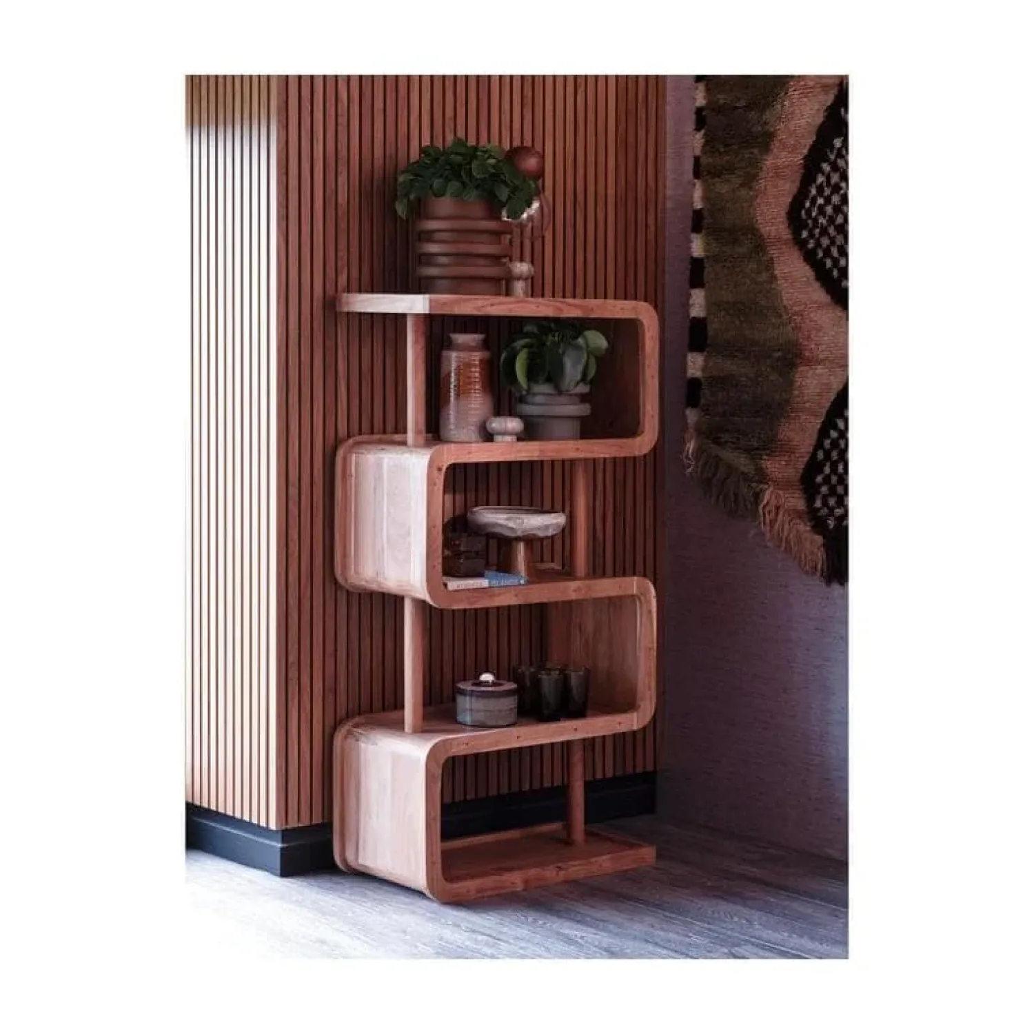 WOOOD Vakkenkasten|Industriele Kasten|Rattle Open Kast Hout Naturel 82cm