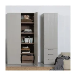 WOOOD Industriele Kasten|Kledingkasten|Rens 1-Deurs Kledingkast Pebble Grey 55cm