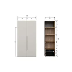 WOOOD Industriele Kasten|Kledingkasten|Rens 2-Deurs Kledingkast Pebble Grey 110cm