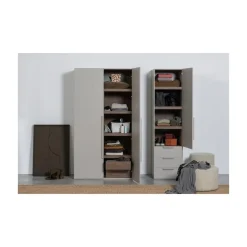 WOOOD Industriele Kasten|Kledingkasten|Rens 2-Deurs Kledingkast Pebble Grey 110cm