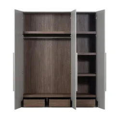 WOOOD Industriele Kasten|Kledingkasten|Rens 3-Deurs Kledingkast Pebble Grey 165cm