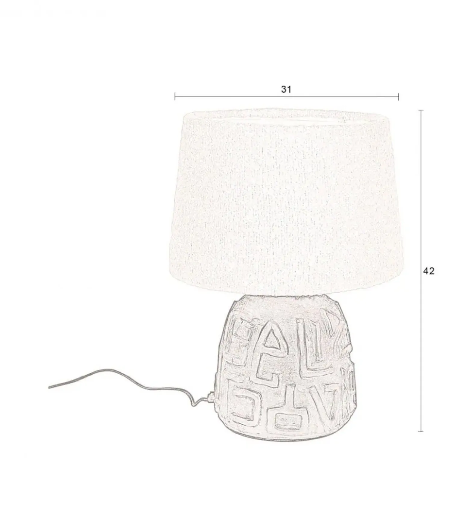Dutchbone Tafellampen|Renzo 1-lichts Tafellamp Wit 31cm