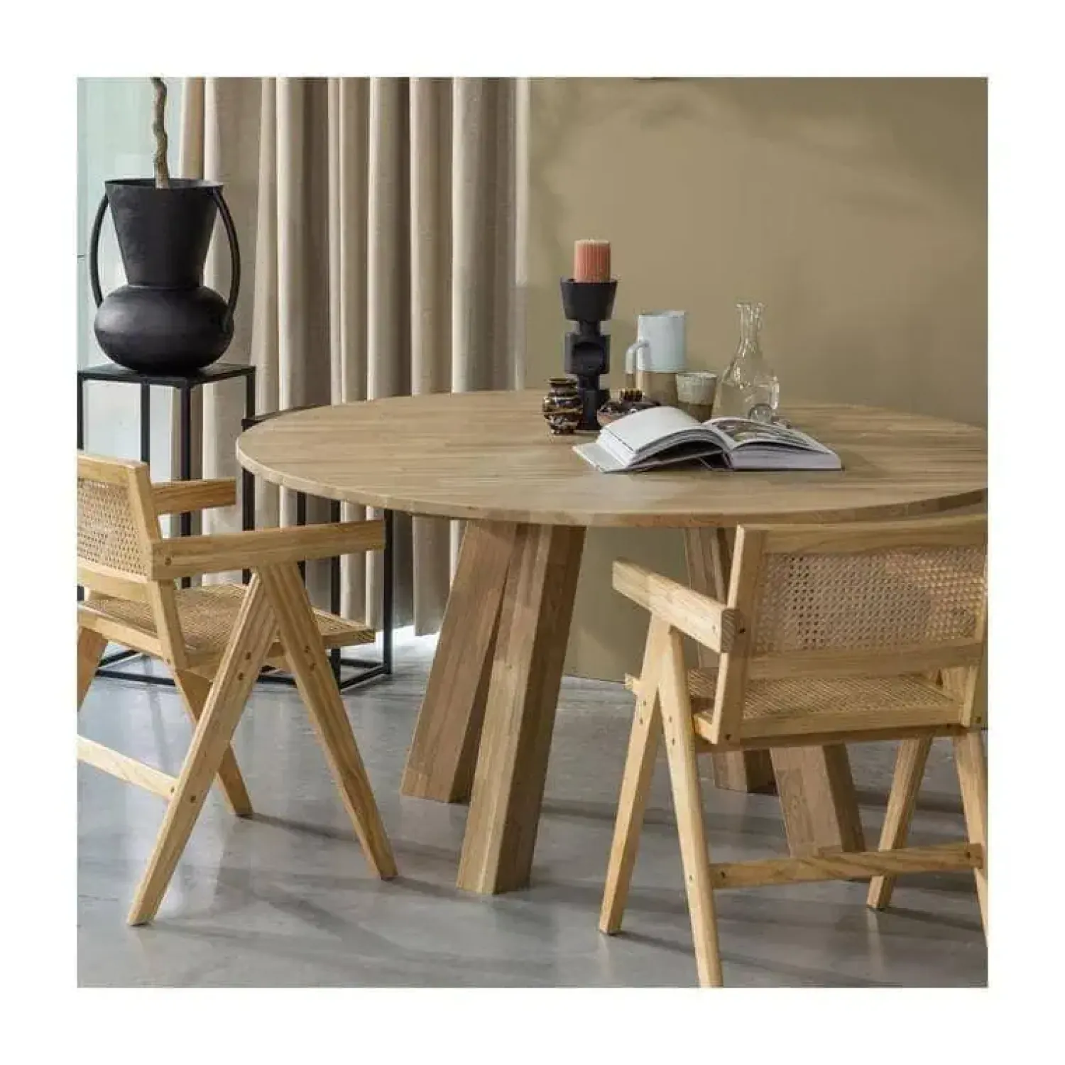 WOOOD Eettafels|Rhonda XL Eettafel rond Eiken Naturel 150cm