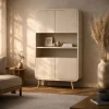 Vane Living Wandkasten|Industriele Kasten|Rianne Wandkast hoog Beige mangohout 100cm