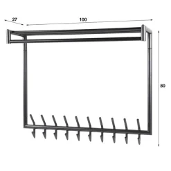 Kalfort Kapstokken|Rick Kapstok 20 haaks hoog Antraciet metaal 100cm
