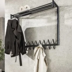 Kalfort Kapstokken|Rick Kapstok 20 haaks hoog Antraciet metaal 100cm