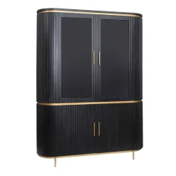Tower living Wandkasten|Vitrinekasten|Rivello buffetkast 4 deurs zwart 150cm
