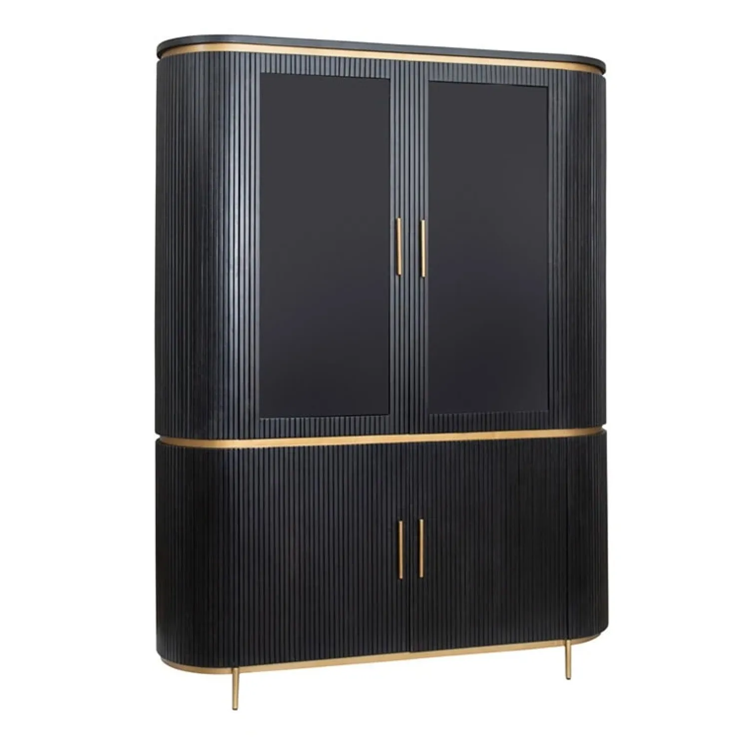 Tower living Wandkasten|Vitrinekasten|Rivello buffetkast 4 deurs zwart 150cm