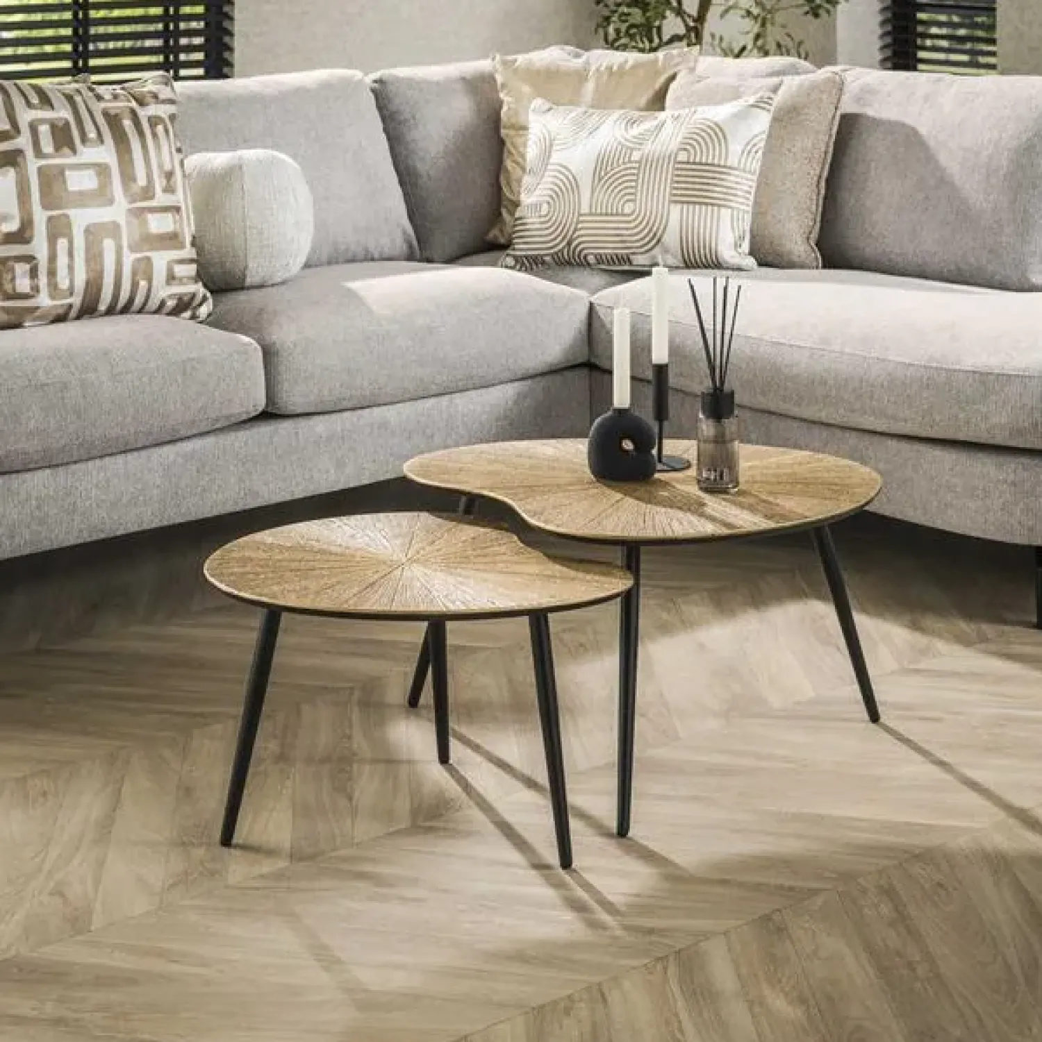 Kalfort Salontafels|Rivo Salontafel set van 2 Niervorm Brons
