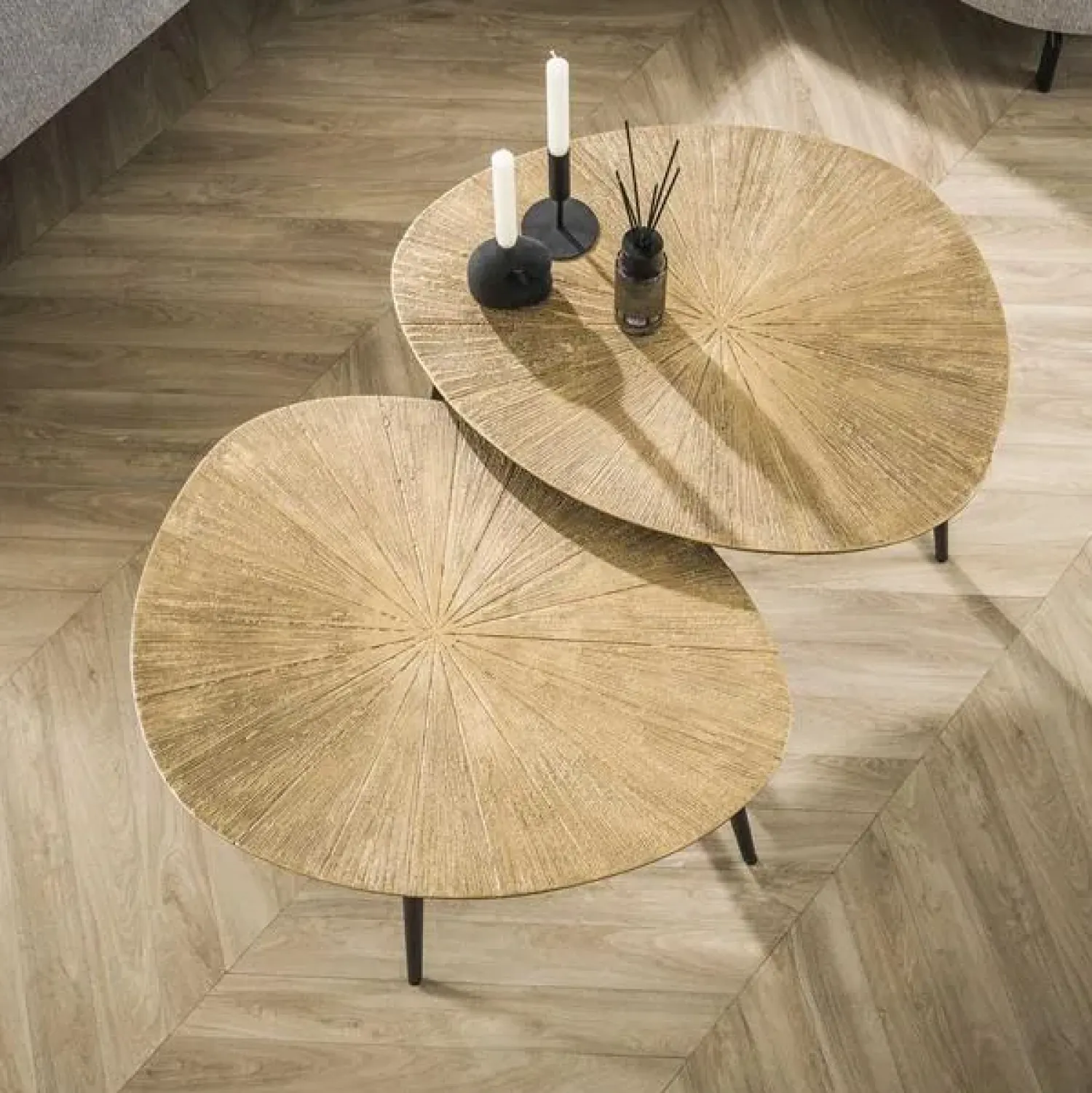 Kalfort Salontafels|Rivo Salontafel set van 2 Organisch Brons
