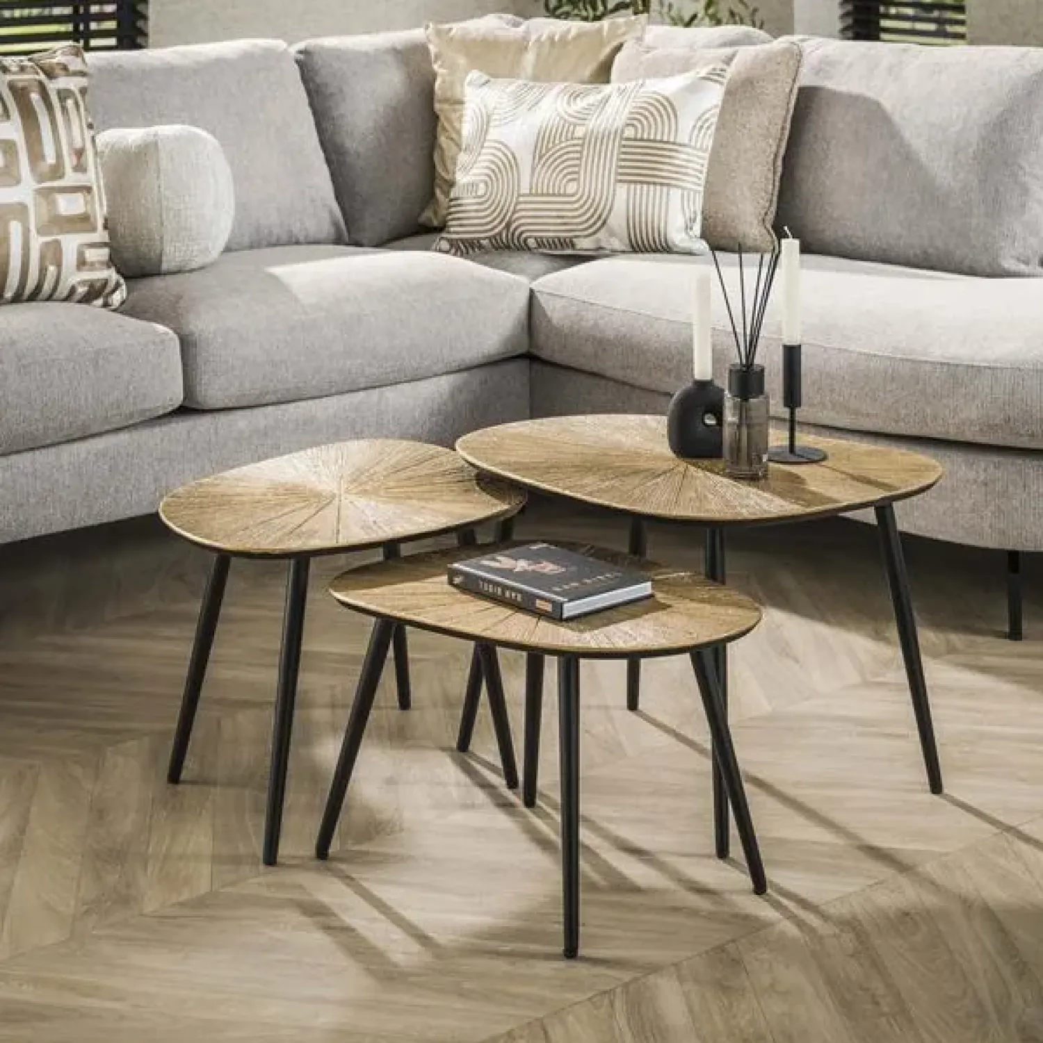 Kalfort Salontafels|Rivo Salontafel set van 3 Vierhoek Brons