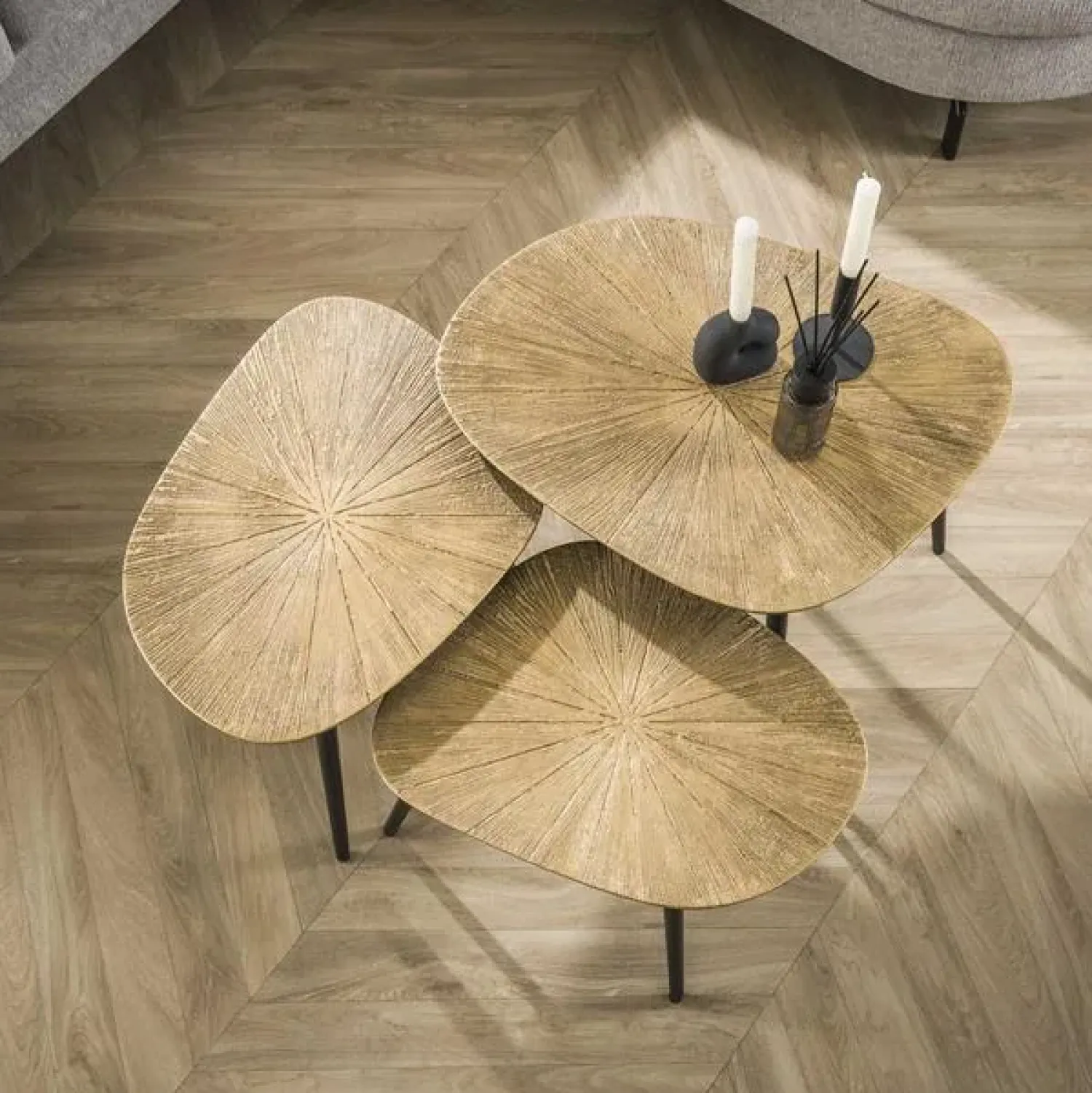 Kalfort Salontafels|Rivo Salontafel set van 3 Vierhoek Brons