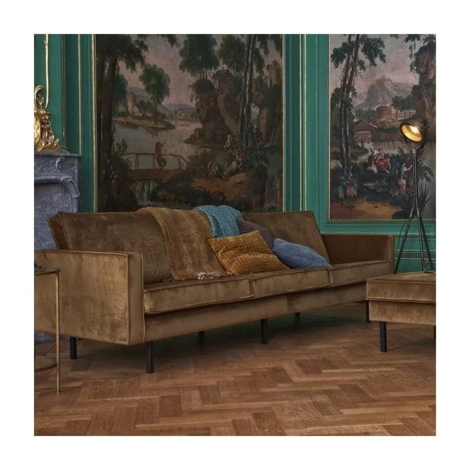 WOOOD Hockers|Rodeo Hocker Velvet Honinggeel 84cm