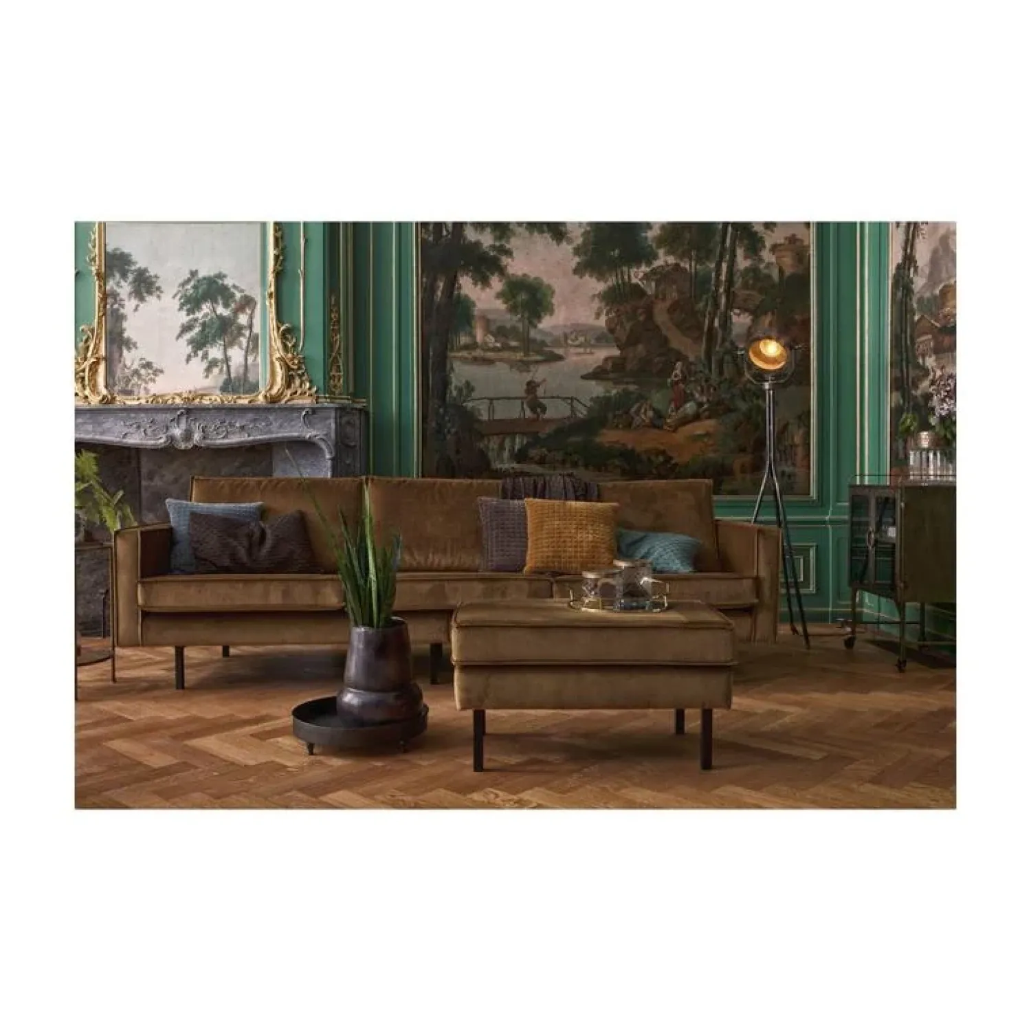 WOOOD Hockers|Rodeo Hocker Velvet Honinggeel 84cm