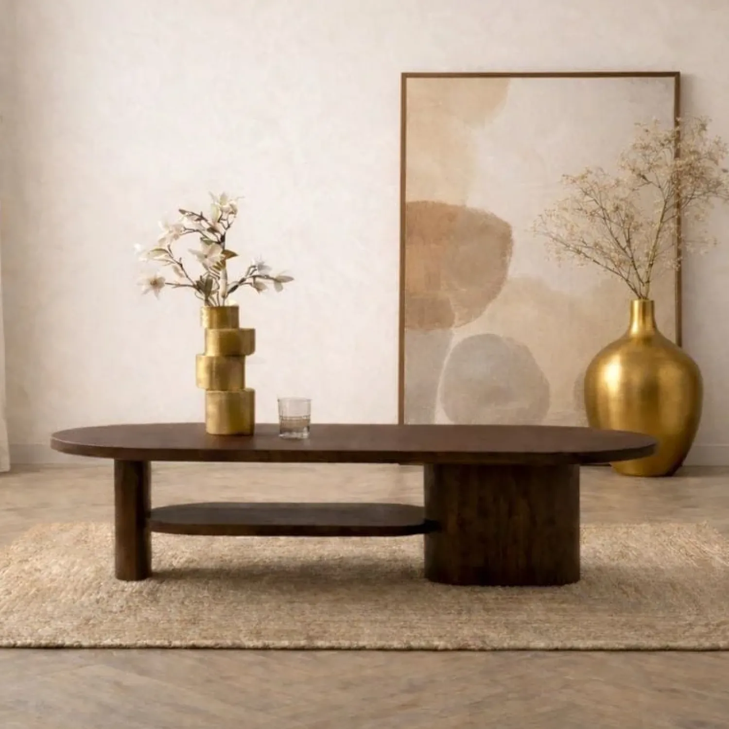 Vane Living Salontafels|Rona Salontafel dicht Walnoot mangohout 130cm