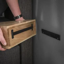 Kalfort Nachtkastjes|Industriele Kasten|Rondo houten nachtkastje zwevend 40cm
