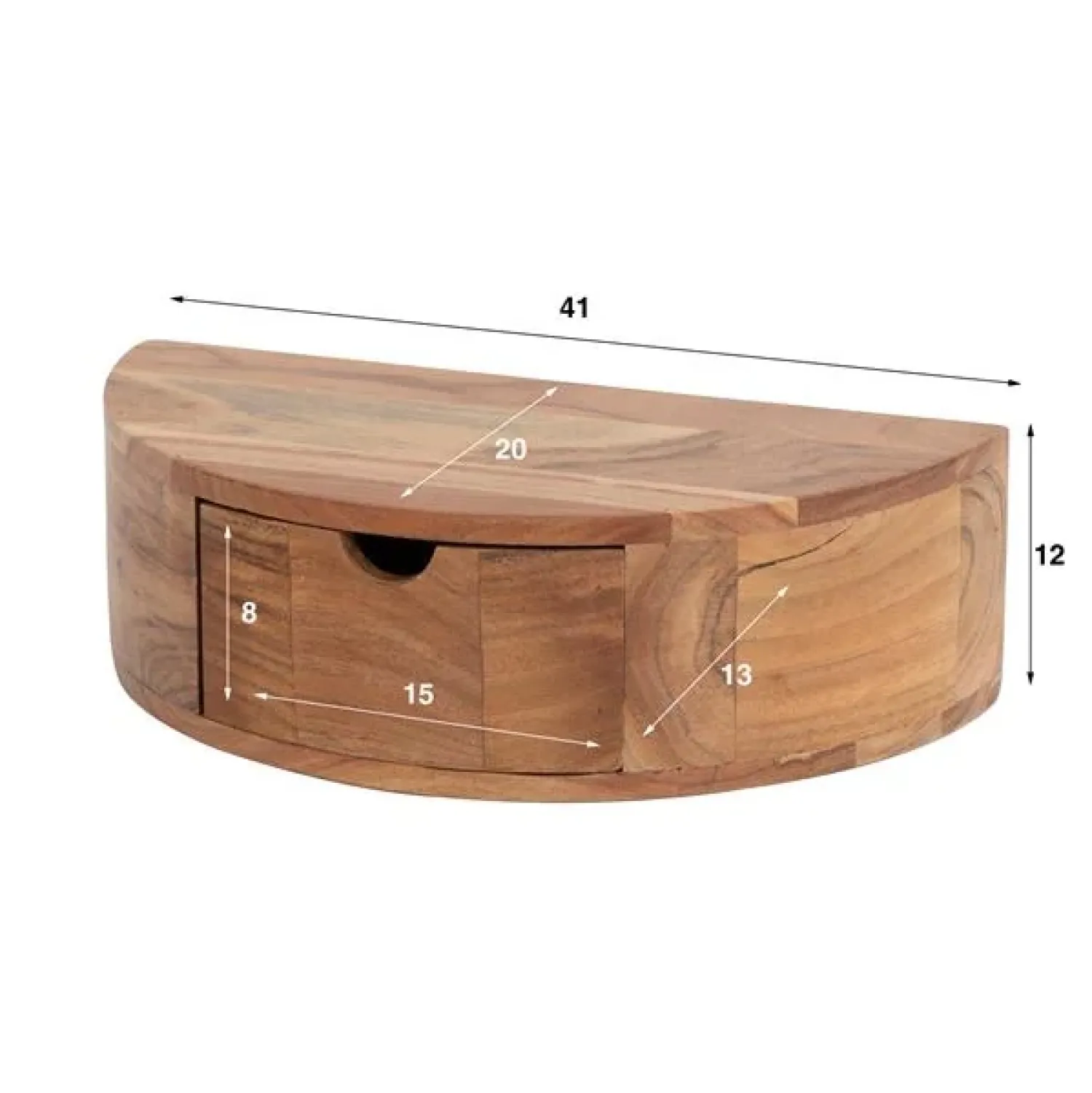 Kalfort Nachtkastjes|Industriele Kasten|Rondo houten nachtkastje zwevend 40cm