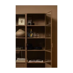 WOOOD Vitrinekasten|Industriele Kasten|Ronja Vitrinekast XL Metaal Bruin 110cm