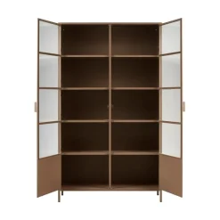 WOOOD Vitrinekasten|Industriele Kasten|Ronja Vitrinekast XL Metaal Bruin 110cm
