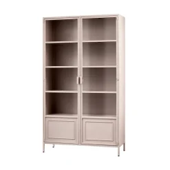 WOOOD Vitrinekasten|Industriele Kasten|Ronja Vitrinekast XL Metaal Zacht Roze 110cm