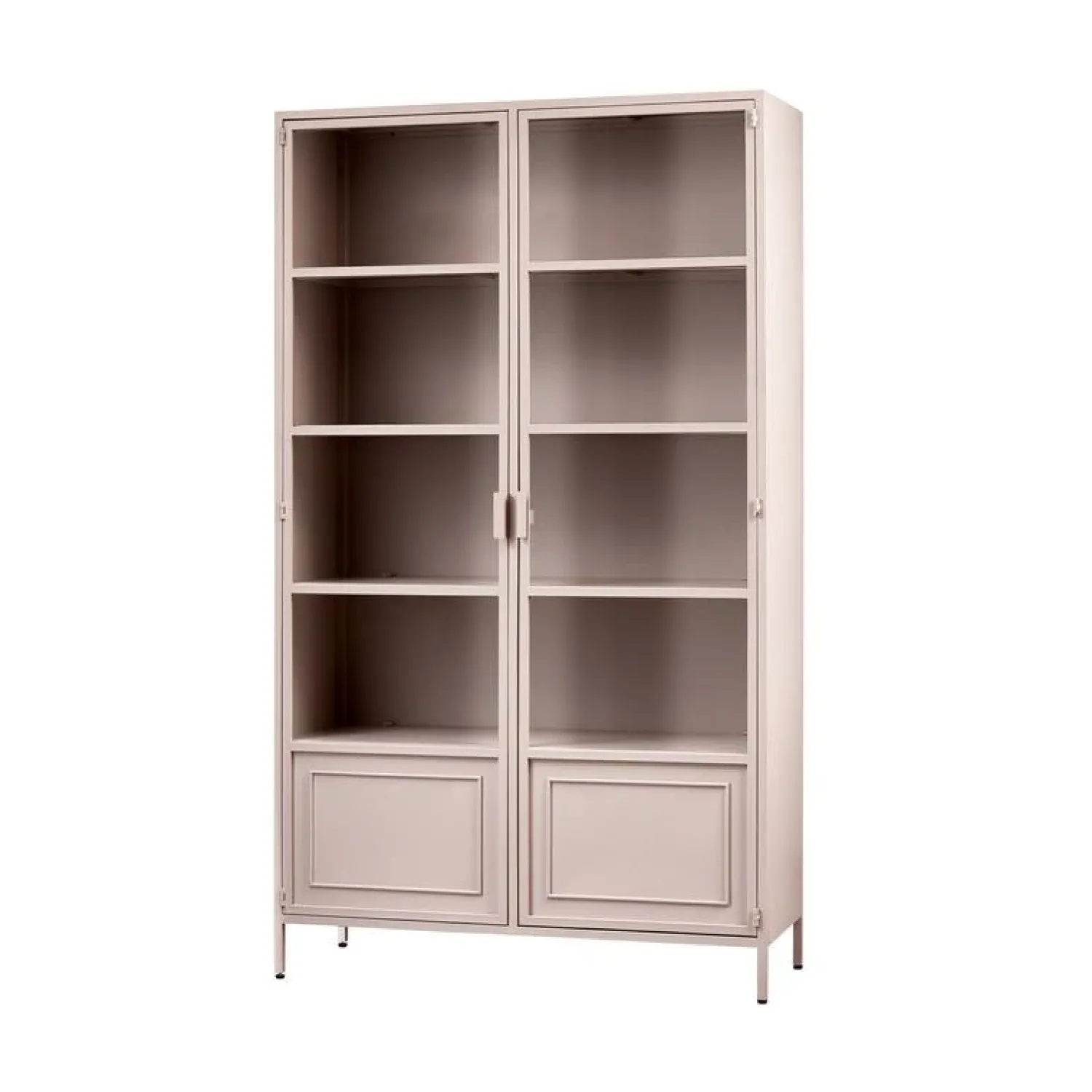 WOOOD Vitrinekasten|Industriele Kasten|Ronja Vitrinekast XL Metaal Zacht Roze 110cm