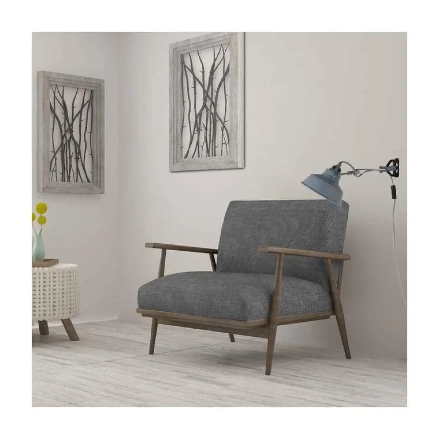 Steinmex Wandlampen|Ross 1-lichts Wandlamp Grijs
