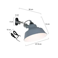 Steinmex Wandlampen|Ross 1-lichts Wandlamp Grijs