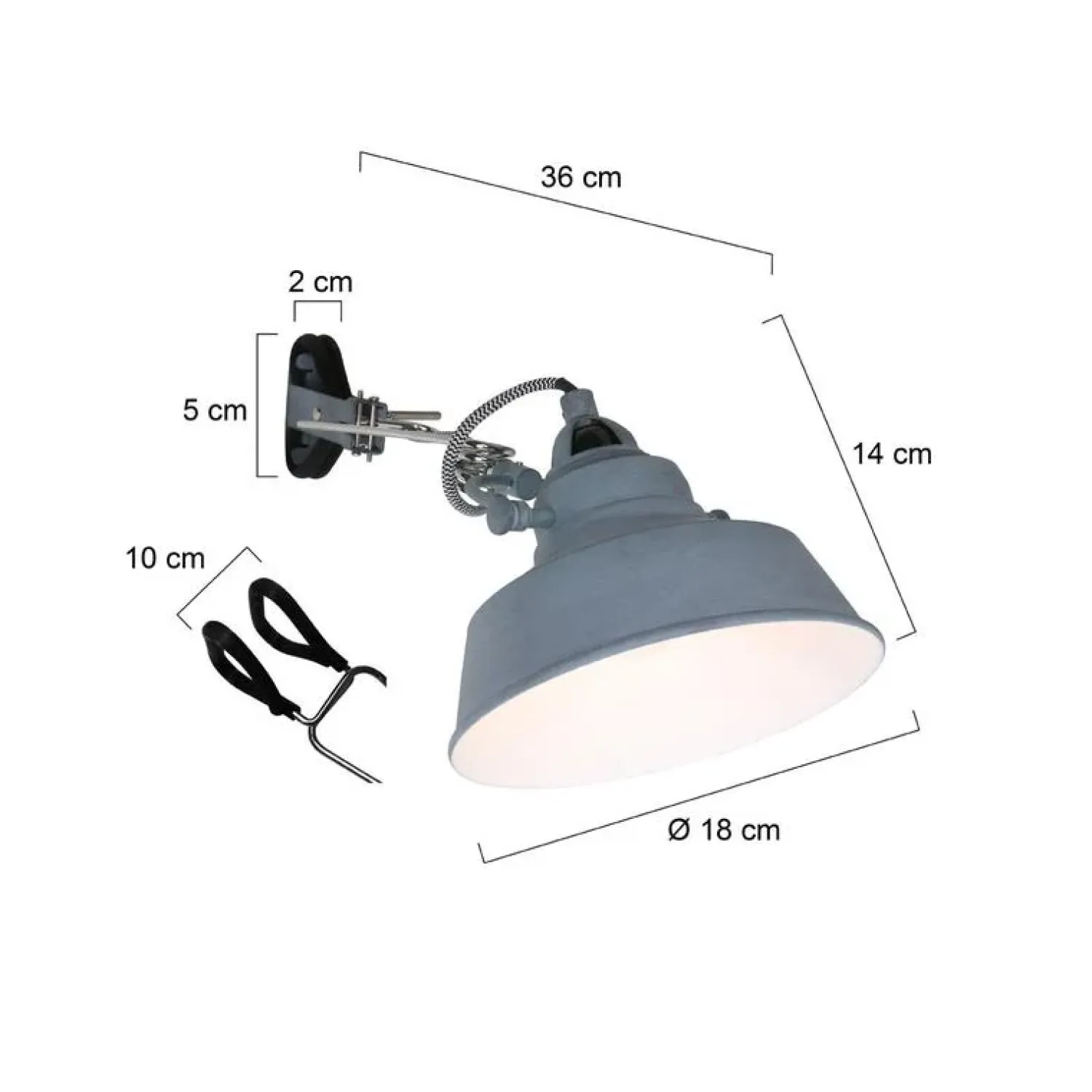 Steinmex Wandlampen|Ross 1-lichts Wandlamp Grijs