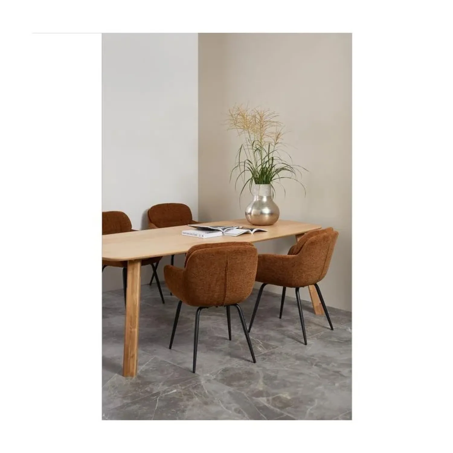 WOOOD Eetkamerstoelen|Runa Eetkamerstoel Chenille Karamel