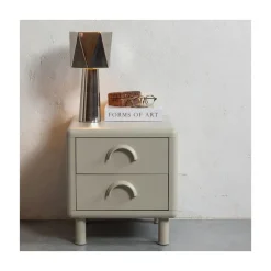 WOOOD Nachtkastjes|Industriele Kasten|Rune Nachtkastje 2 Lades Metaal Zand 45cm