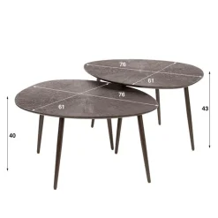 Kalfort Salontafels|Russell Salontafel set van 2 organisch Brons