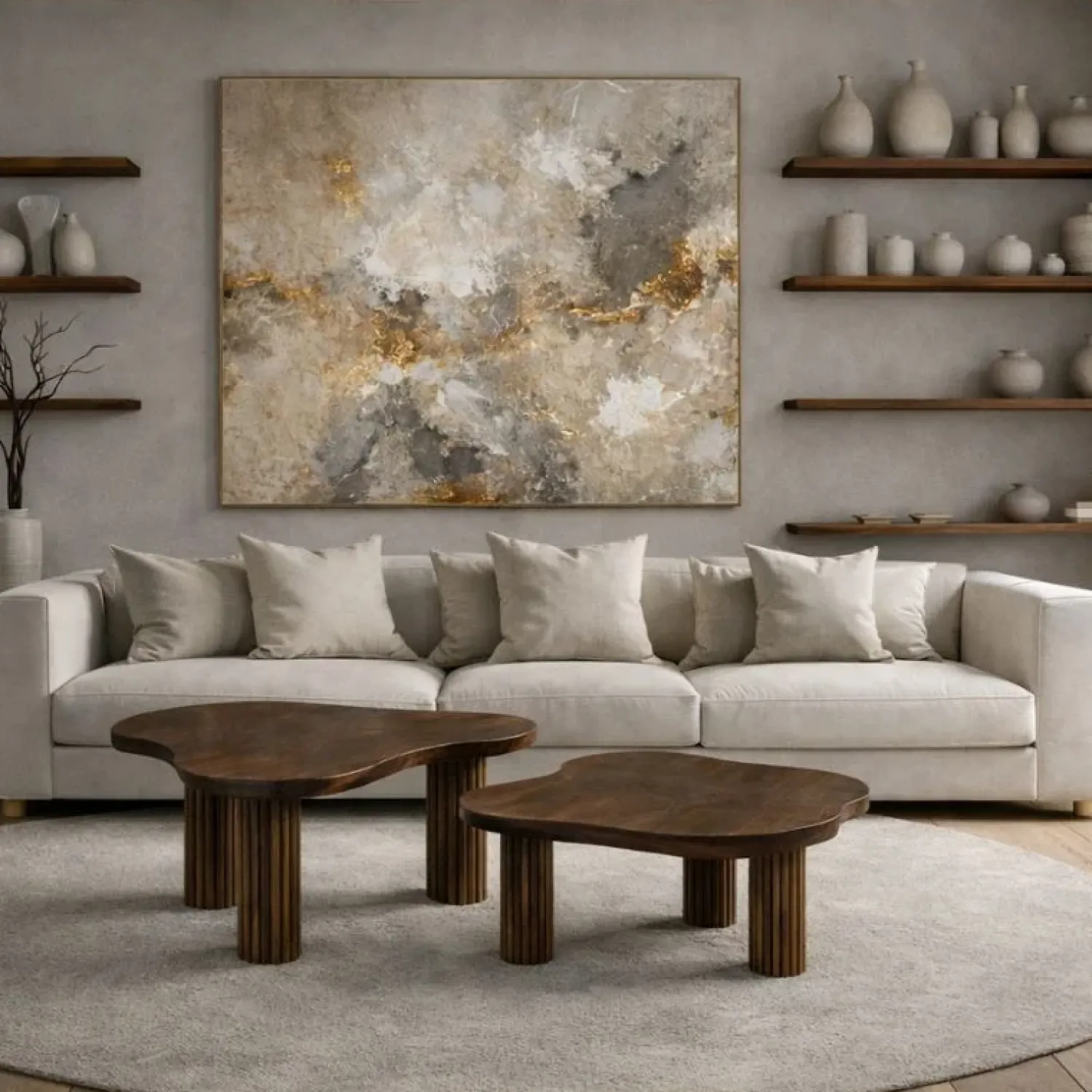 Vane Living Salontafels|Saar Salontafel set van 2 organisch Walnoot
