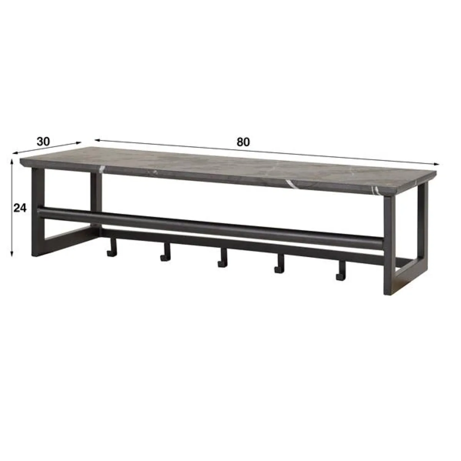 Kalfort Kapstokken|Sabina Kapstok 6 haaks zwart 80cm