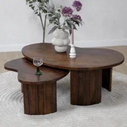 Vane Living Salontafels|Salontafel Asger set van 2 walnoot 110/70cm