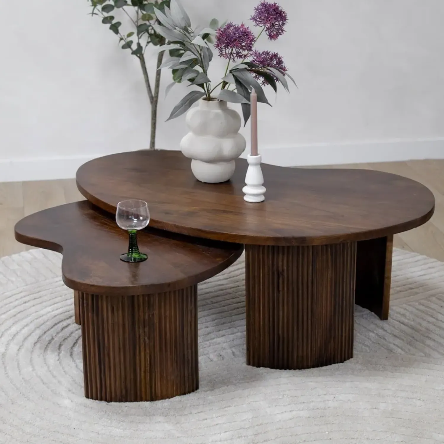 Vane Living Salontafels|Salontafel Asger set van 2 walnoot 110/70cm