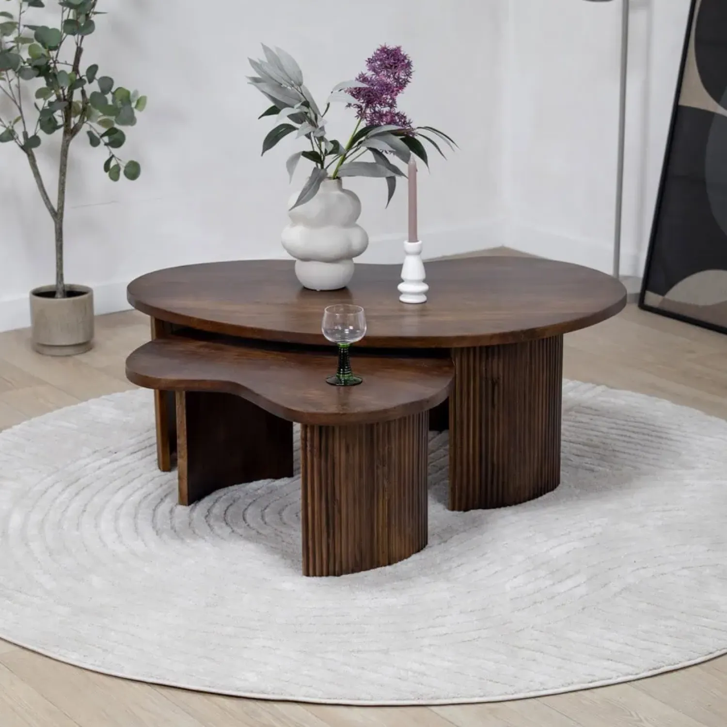Vane Living Salontafels|Salontafel Asger set van 2 walnoot 110/70cm