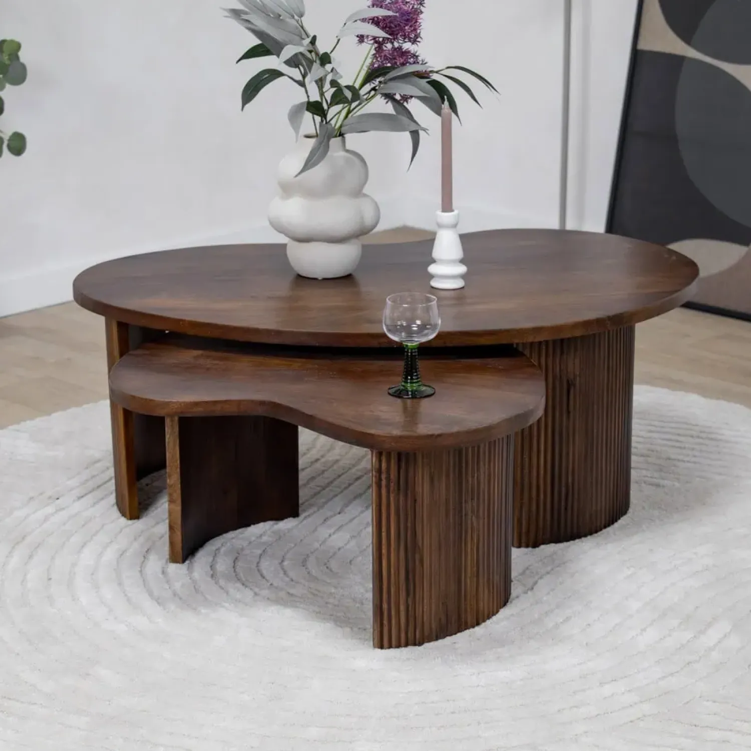 Vane Living Salontafels|Salontafel Asger set van 2 walnoot 110/70cm
